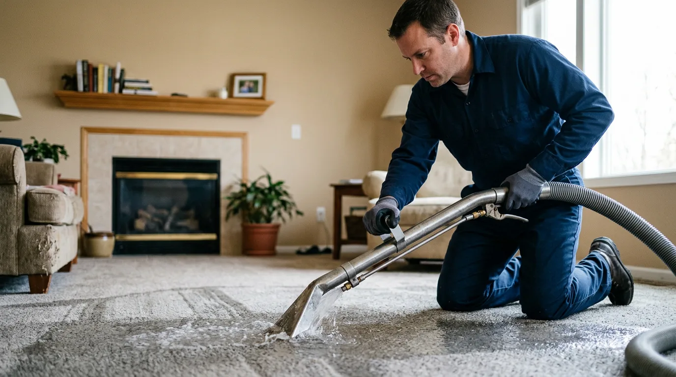 Water damage restoration technician working near Moorefield, KY